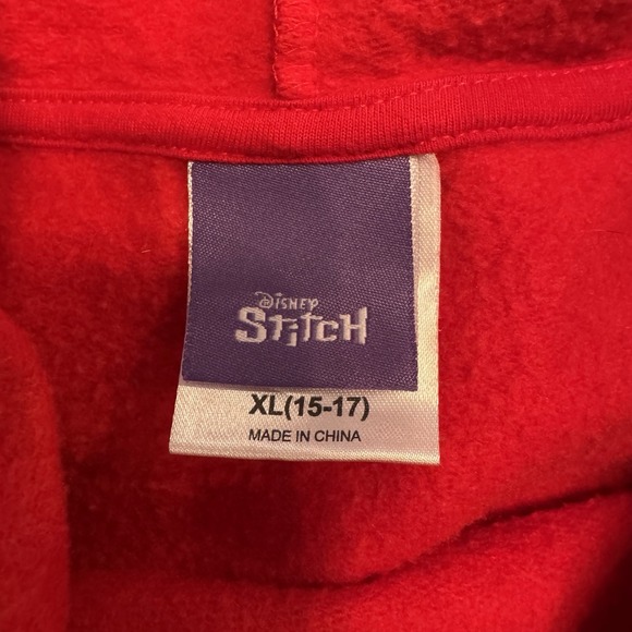 Disney‎ Stitch Christmas Hoodie Size Large Youth XL 15-17 Red - Picture 3 of 7